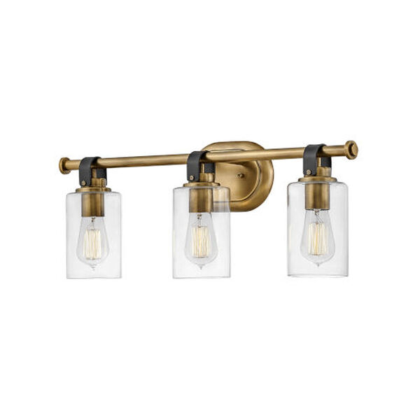 Halstead Heritage Brass Three-Light Bath Vanity With Clear Glass, image 2