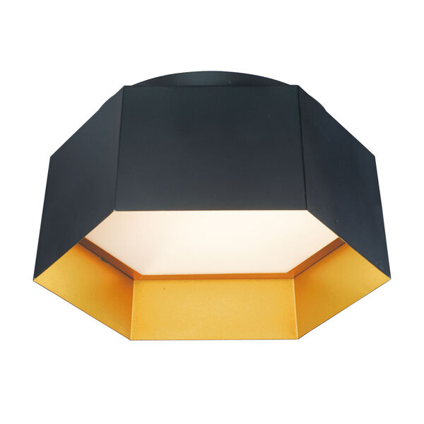 Honeycomb Black and Gold One-Light LED Flush Mount, image 1