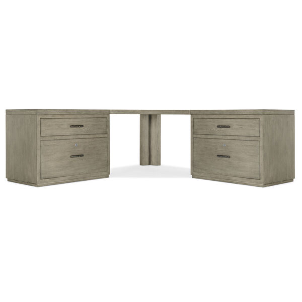 Linville Falls Smoked Gray Corner Desk with Two Lateral Files, image 4