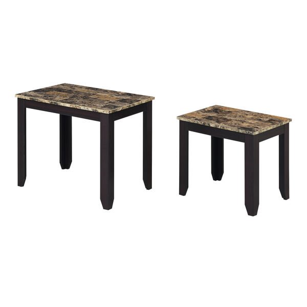 Baja Faux Brown Marble and Espresso Nesting End Tables, image 4