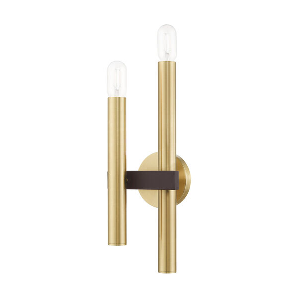 Helsinki Satin Brass and Bronze Two-Light Wall Sconce, image 2