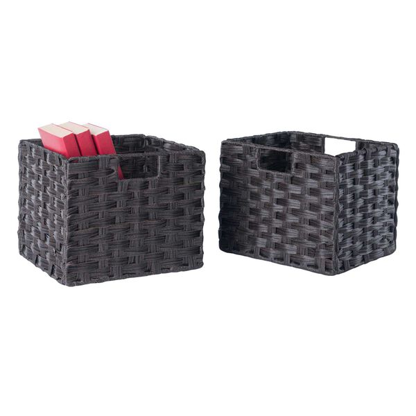 Melanie Chocolate Foldable Woven Fiber Basket, Set of 2, image 6