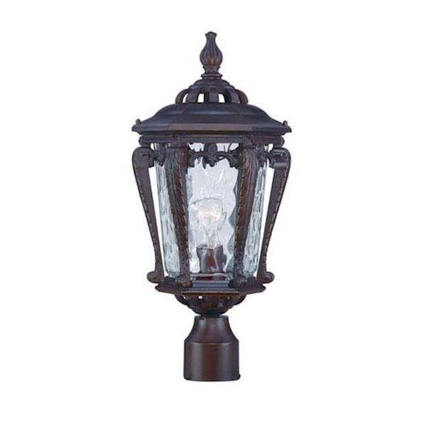 Stratford Architectural Bronze One-Light Outdoor Post Mount with Clear Hammered Water Glass, image 1