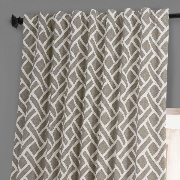 Martinique Taupe and Beige Printed Cotton Blackout Single Panel Curtain, image 4