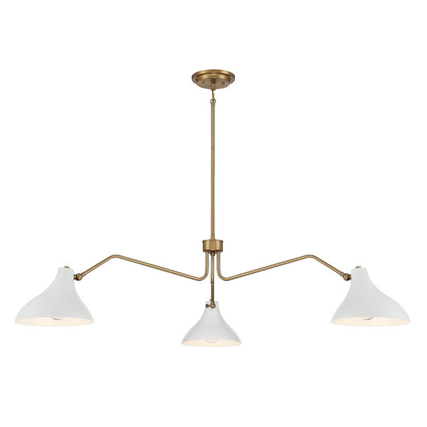 Chelsea Matte Black and Natural Brass Three-Light Pendant, image 1