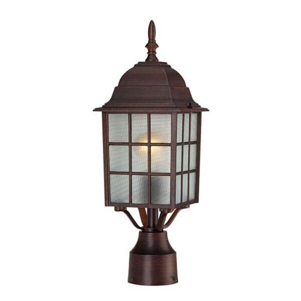 Adams Rustic Bronze Finish One Light Outdoor Post Mount with Frosted Glass, image 1