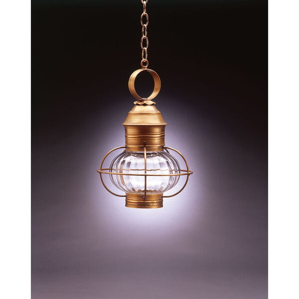 Onion Antique Brass One-Light 10-Inch Outdoor Pendant with Optic Glass, image 1