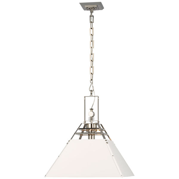 Pierre Medium Pendant in Polished Nickel and White by Suzanne Kasler, image 1