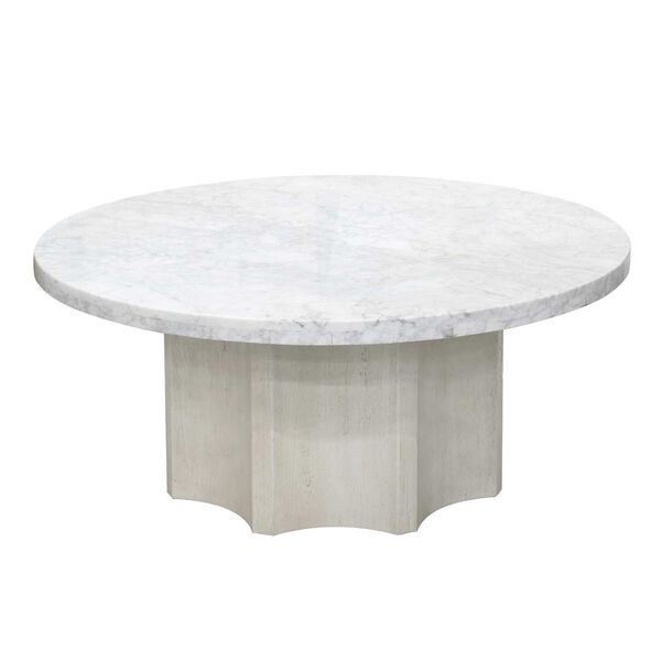 Pulaski Accents White 40-Inch Round Cocktail Table with Marble Top, image 1