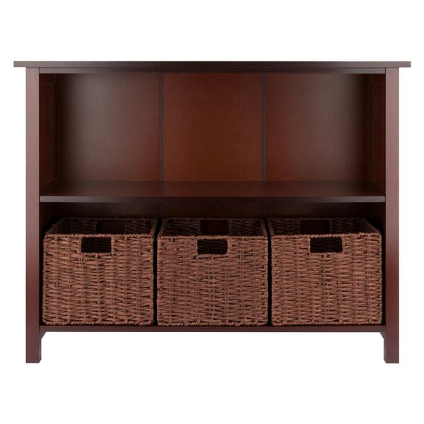 Milan Walnut Storage Shelf with Three Small Foldable Woven Baskets, 4-Piece, image 3