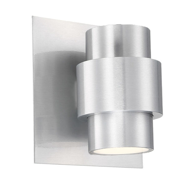 Barrel Brushed Aluminum Six-Inch Two-Light LED Outdoor Wall Sconce, image 1