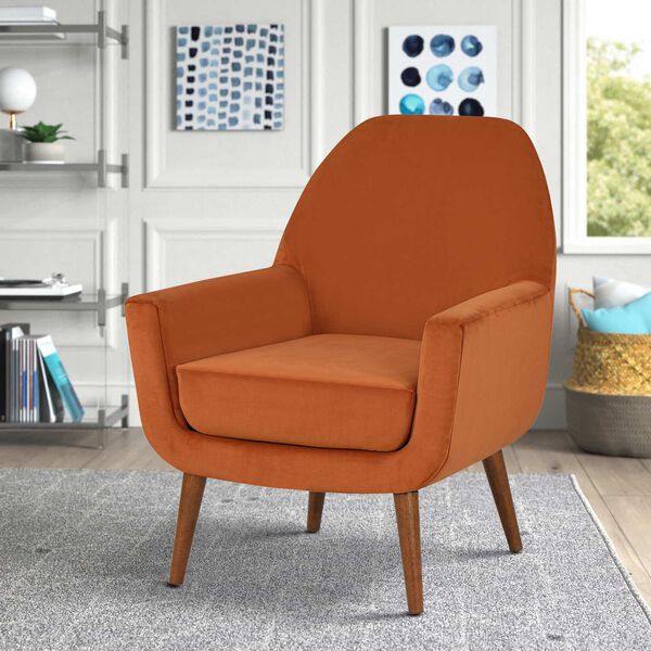 Accera Burnt Orange Velvet Arm Chair, image 4