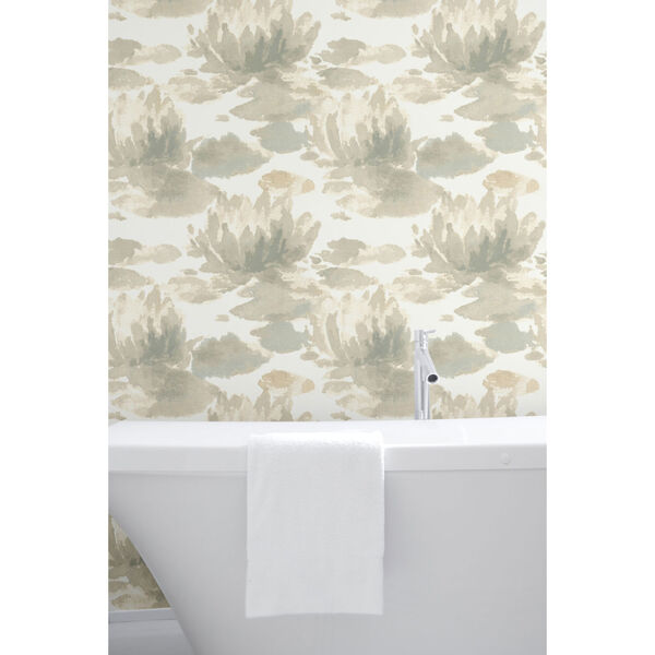 Candice Olson Botanical Dreams Gray Water Lily Wallpaper, image 5