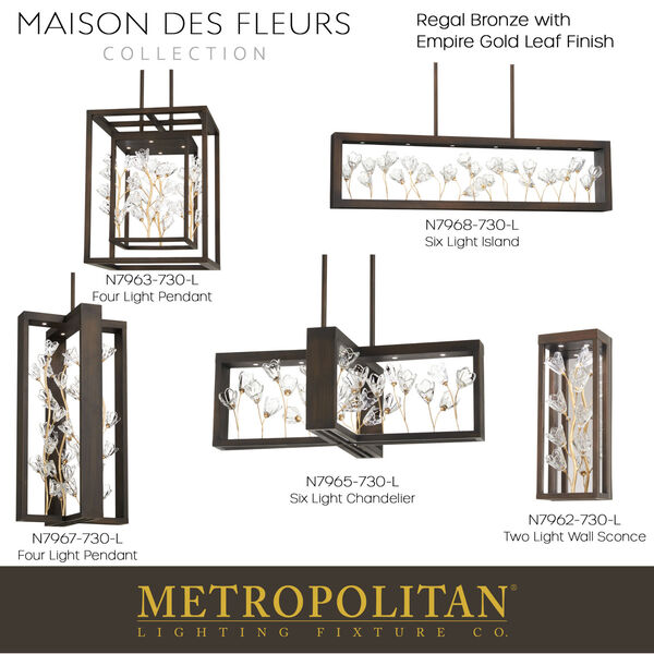 Maison Des Fleurs Regal Bronze with Empire Gold 18-Inch LED Pendant, image 4