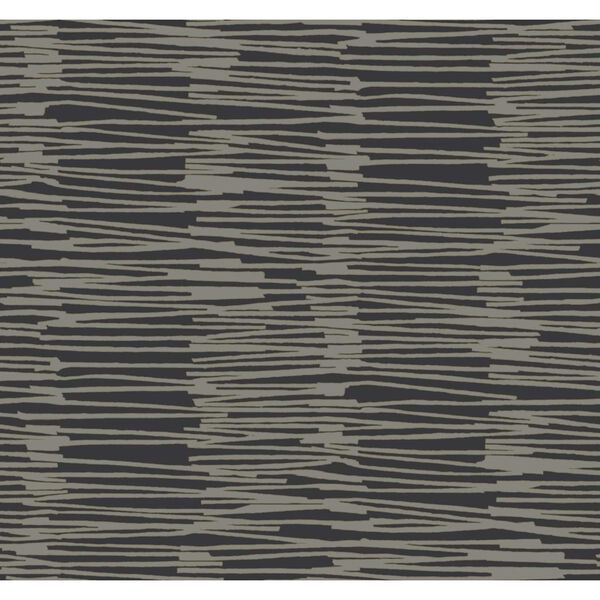 Water Reed Thatch Black Gold Wallpaper, image 2
