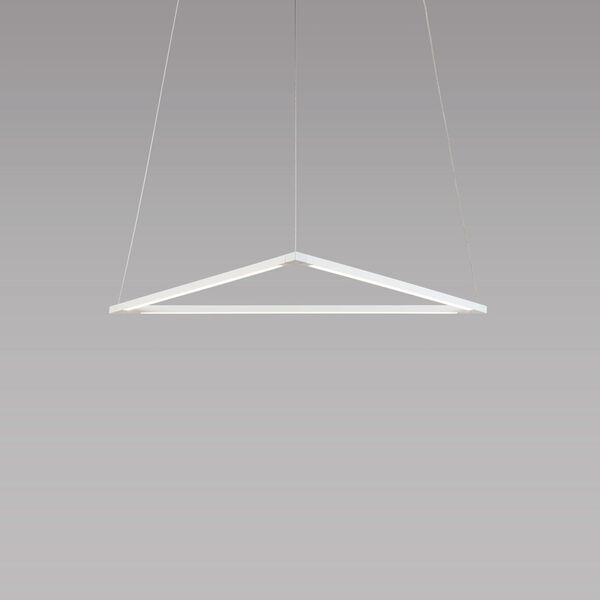 Z-Bar Pendant Matte White 26-Inch LED Damp Rated Triangle Pendant, image 1