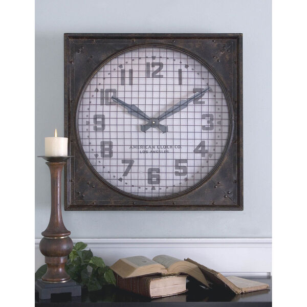 Warehouse Mottled Rust Brown Wall Clock, image 2