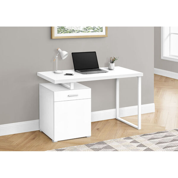 White Computer Desk with Storage Unit, image 2