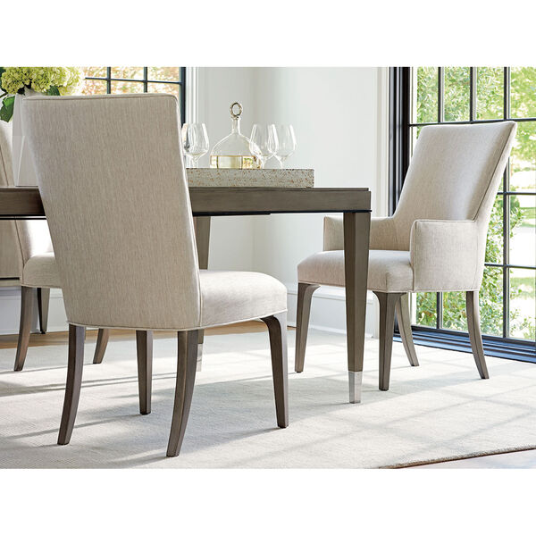 Ariana Silver Leaf Bellamy Upholstered Dining Arm Chair, image 2
