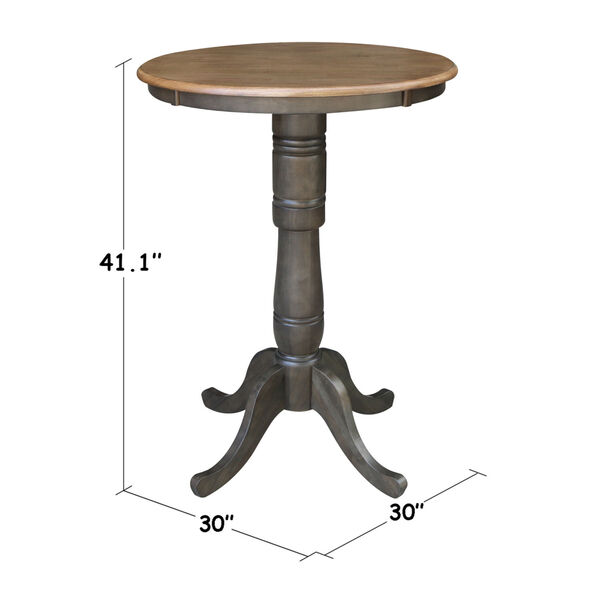 Hickory and Washed Coal 30-Inch Width x 41-Inch Height Round Top Pedestal Table, image 3