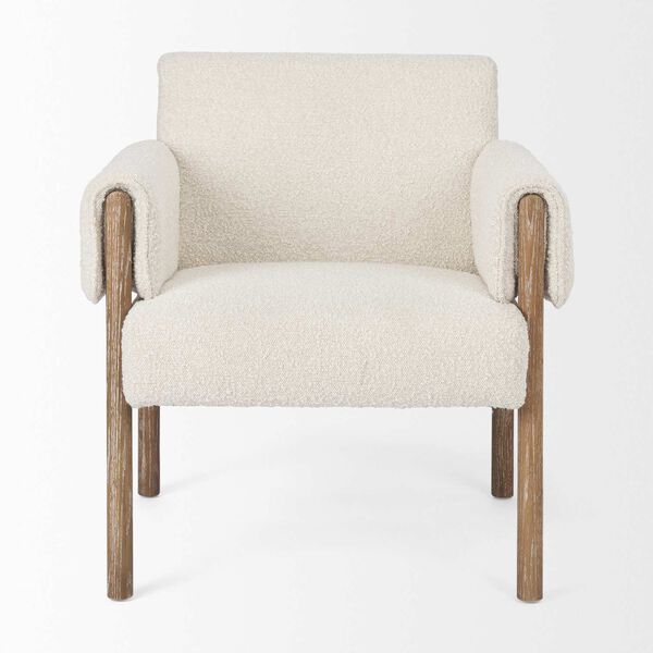 Ashton Cream and Light Brown Wood Accent Chair, image 2