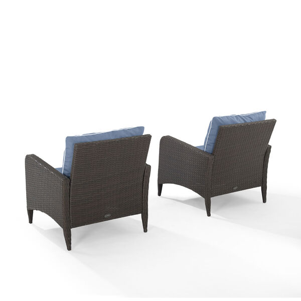 Kiawah Blue Brown Outdoor Wicker Chairs, Set of Two, image 4