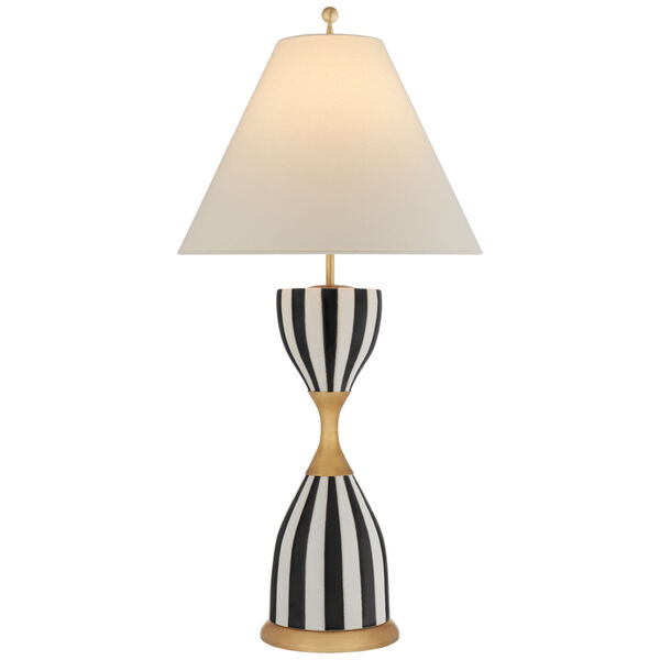 Tilly Large Table Lamp in Black Stripe with Linen Shade by Richard Mishaan, image 1