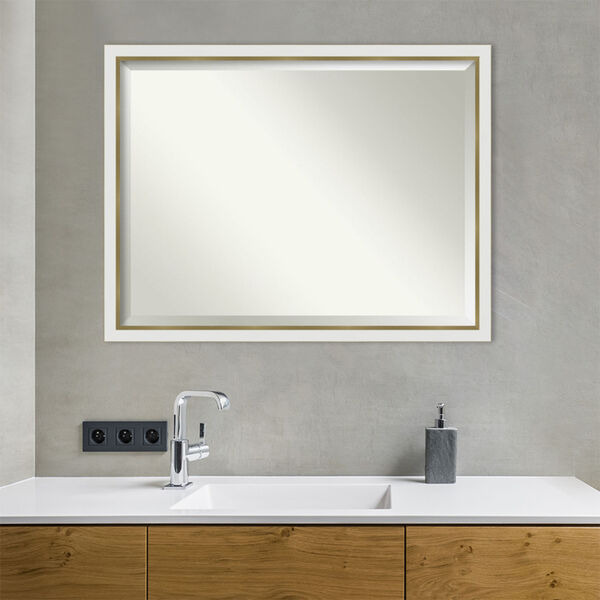 Eva White and Gold 43W X 33H-Inch Bathroom Vanity Wall Mirror, image 3