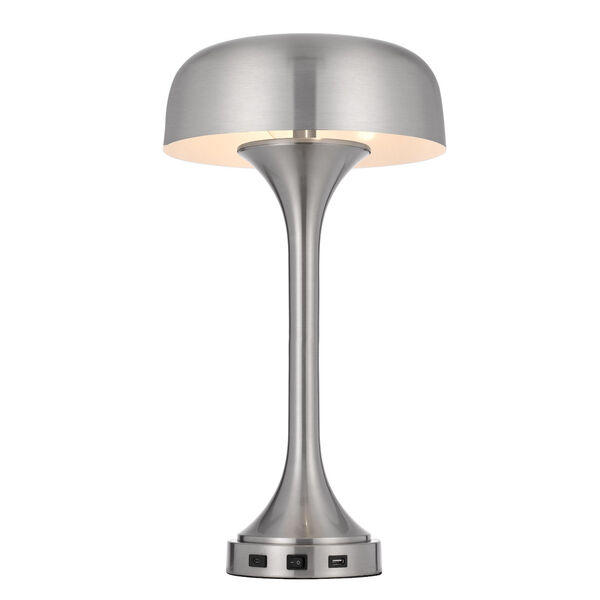 Mushroom Brushed Steel Two-Light Table Lamp, image 4