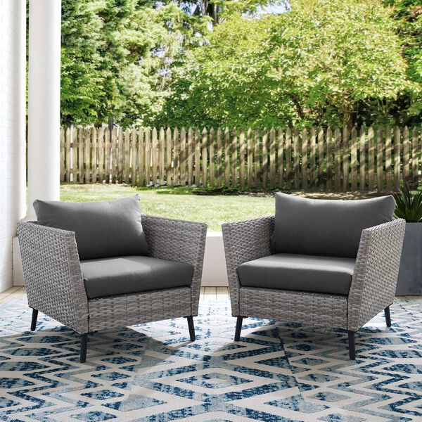 Richland Charcoal Gray Outdoor Wicker Armchair Set , Set of Two, image 6