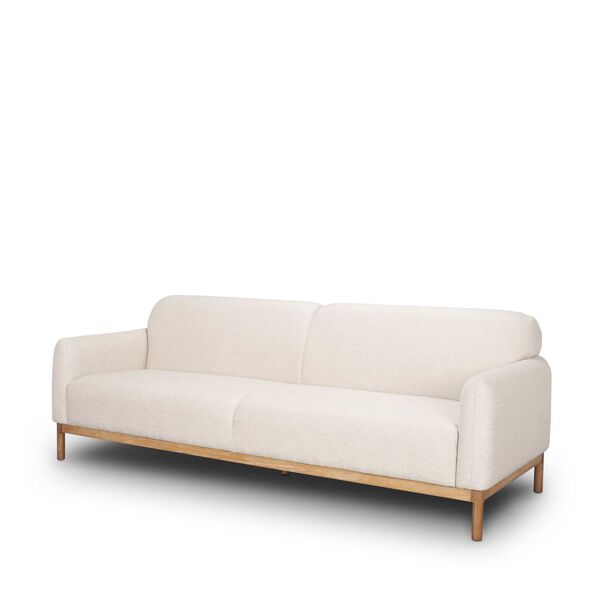 Hale Medium Brown Wood and Oatmeal Fabric Sofa, image 1