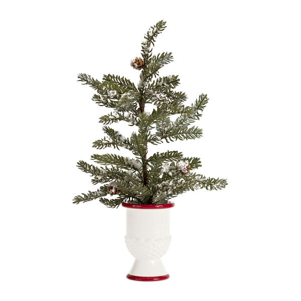 Green Potted with Snow Tabletop Tree, Set of Two, image 1