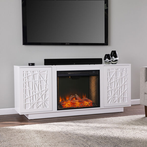 Delgrave White Alexa Smart Fireplace with Media Storage, image 1