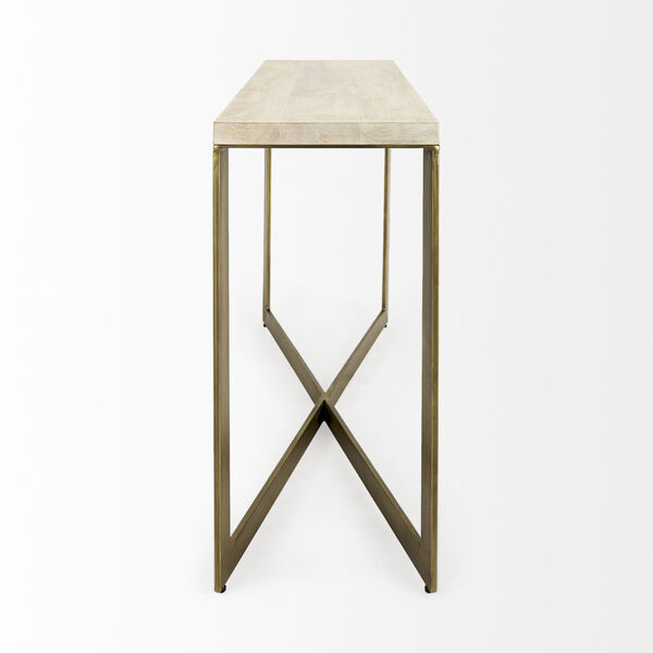 Faye Light Brown and Gold X-Shaped Console Table, image 3