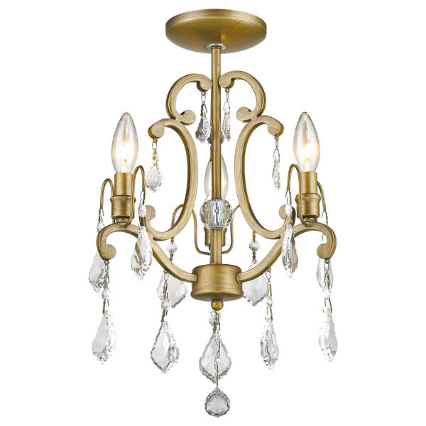 Claire Antique Gold 12-Inch Three-Light Chandelier, image 3
