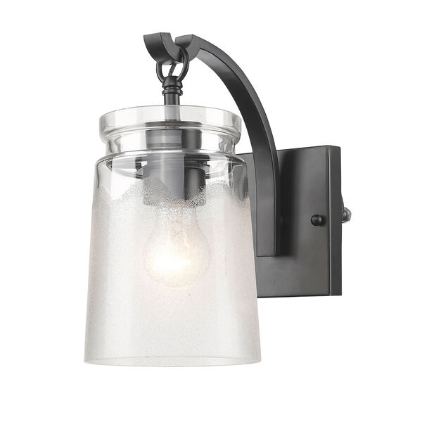 Travers Black Wall Sconce with Clear Frosted Glass, image 3