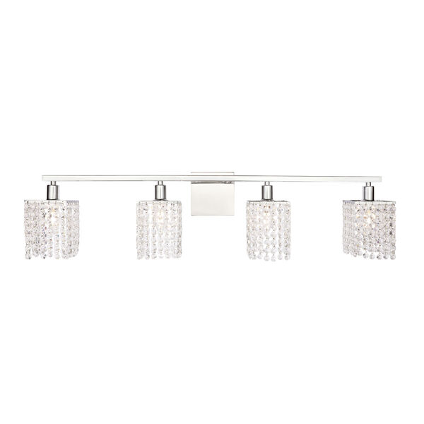 Phineas Chrome Four-Light Bath Vanity with Clear Crystals, image 1