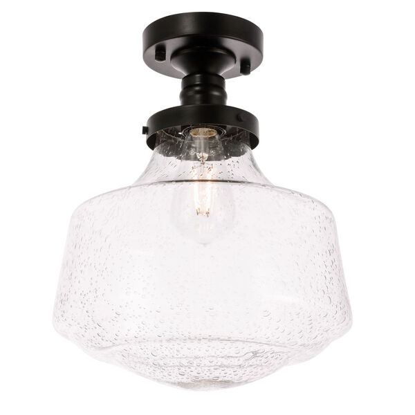 Lyle Black 11-Inch One-Light Flush Mount with Clear Seeded Glass, image 6