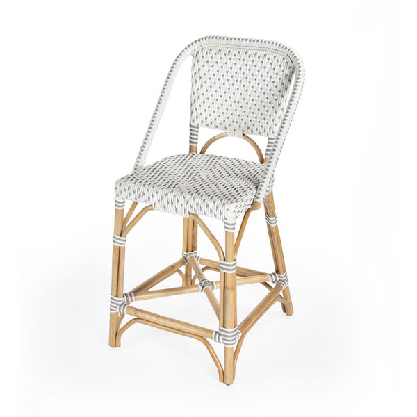 Solstice White and Grey Rattan Counter Stool, image 1