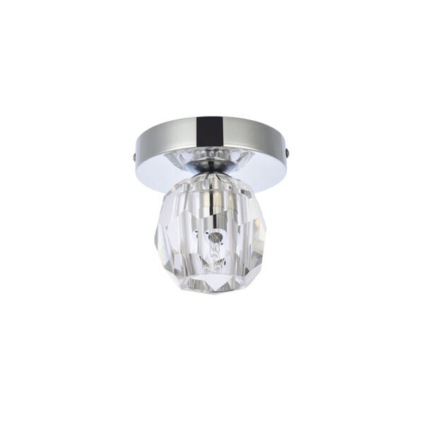 Eren Chrome One-Light Flush Mount with Royal Cut Clear Crystal, image 3