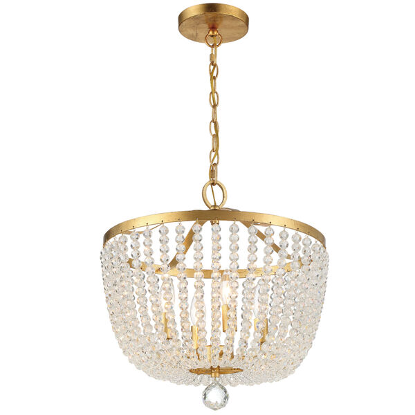 Rylee Antique Gold Four-Light Chandelier Convertible to Semi-Flush Mount, image 2