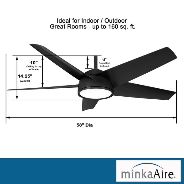Chubby Coal 58-Inch Integrated LED Outdoor Ceiling Fan with Wi-Fi, image 5