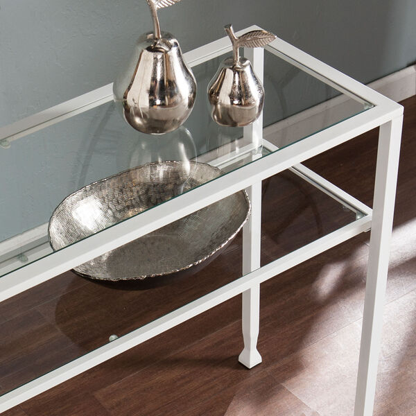White Jaymes Metal and Glass Console Table, image 2