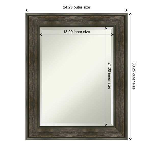 Rail Brown 24W X 30H-Inch Bathroom Vanity Wall Mirror, image 6