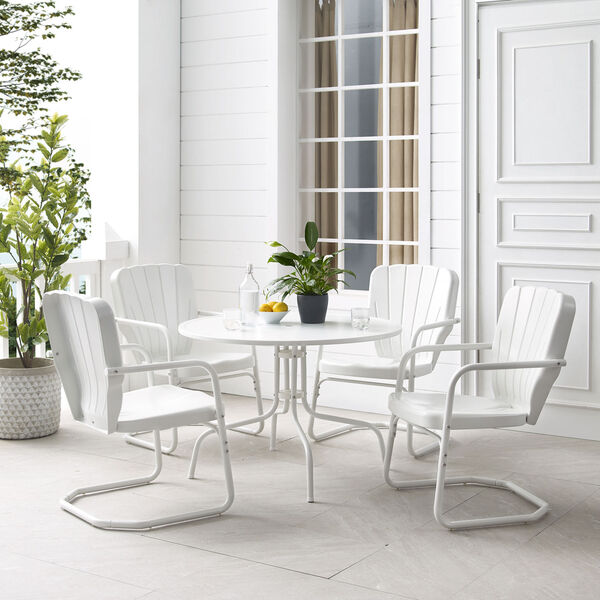 Ridgeland White Gloss and White Satin Outdoor Dining Set, Five-Piece, image 1