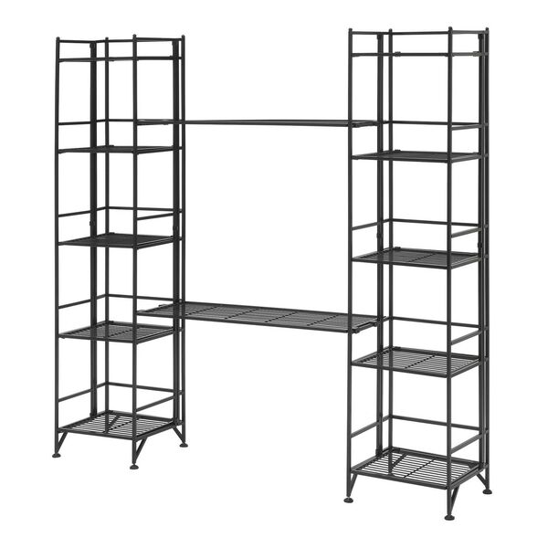 Xtra Storage Five-Tier Folding Metal Shelves with Set of Two Deluxe Extension Shelves, image 1