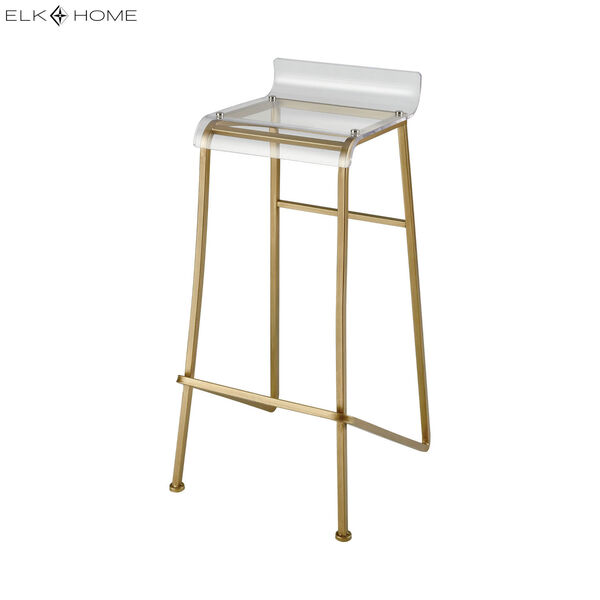 Hyperion Aged Gold and Clear Bar Stool, image 5
