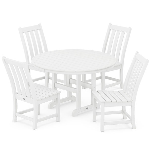 Vineyard White Round Side Chair Dining Set, 5-Piece, image 1