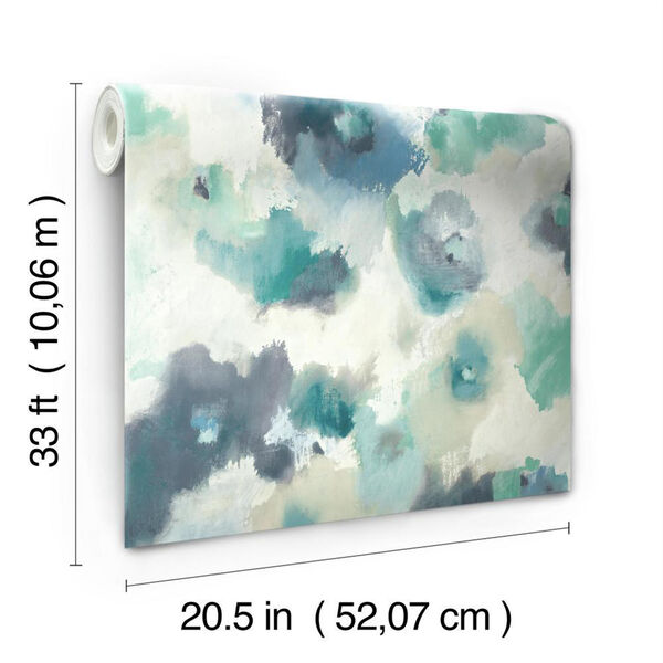 Modern Art Blue Impressionist Floral Wallpaper - SAMPLE SWATCH ONLY, image 6
