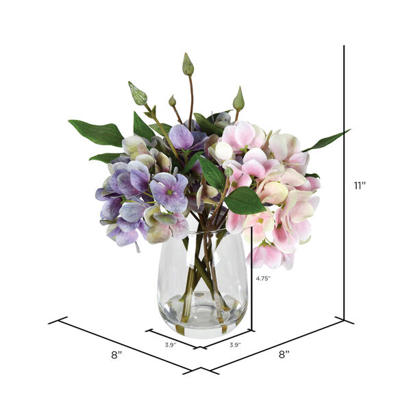 Green and Light Pink Hydrangea In Glass Pot, image 2